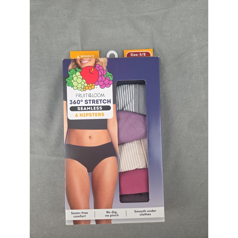 Fruit of the Loom Women's 6 Pack 360 Stretch Seamless Hipsters - Size S 5 - New